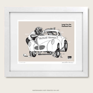 Winston's Drag Racing Art "Flathead Four" Litho Mini Art Print