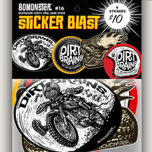 Load image into Gallery viewer, dirt bike desert racer, rattlesnake, dirt brains stickers by bomonster