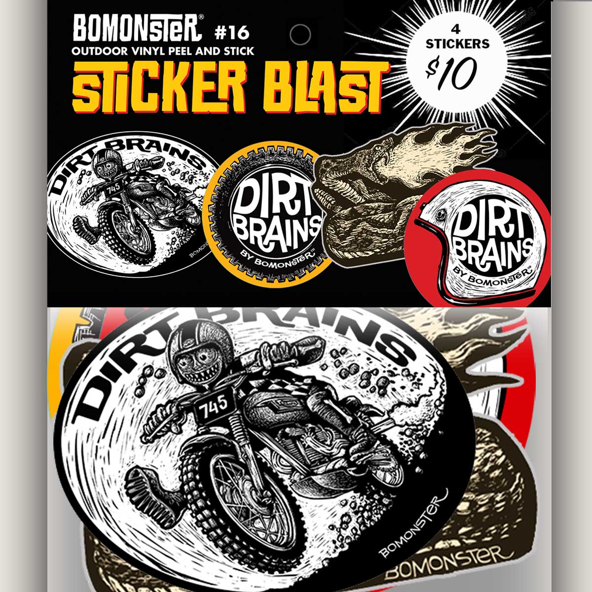 Dirt Bike Motorcycle Sticker Blast (#16) 4 Sticker Combo – BOMONSTER