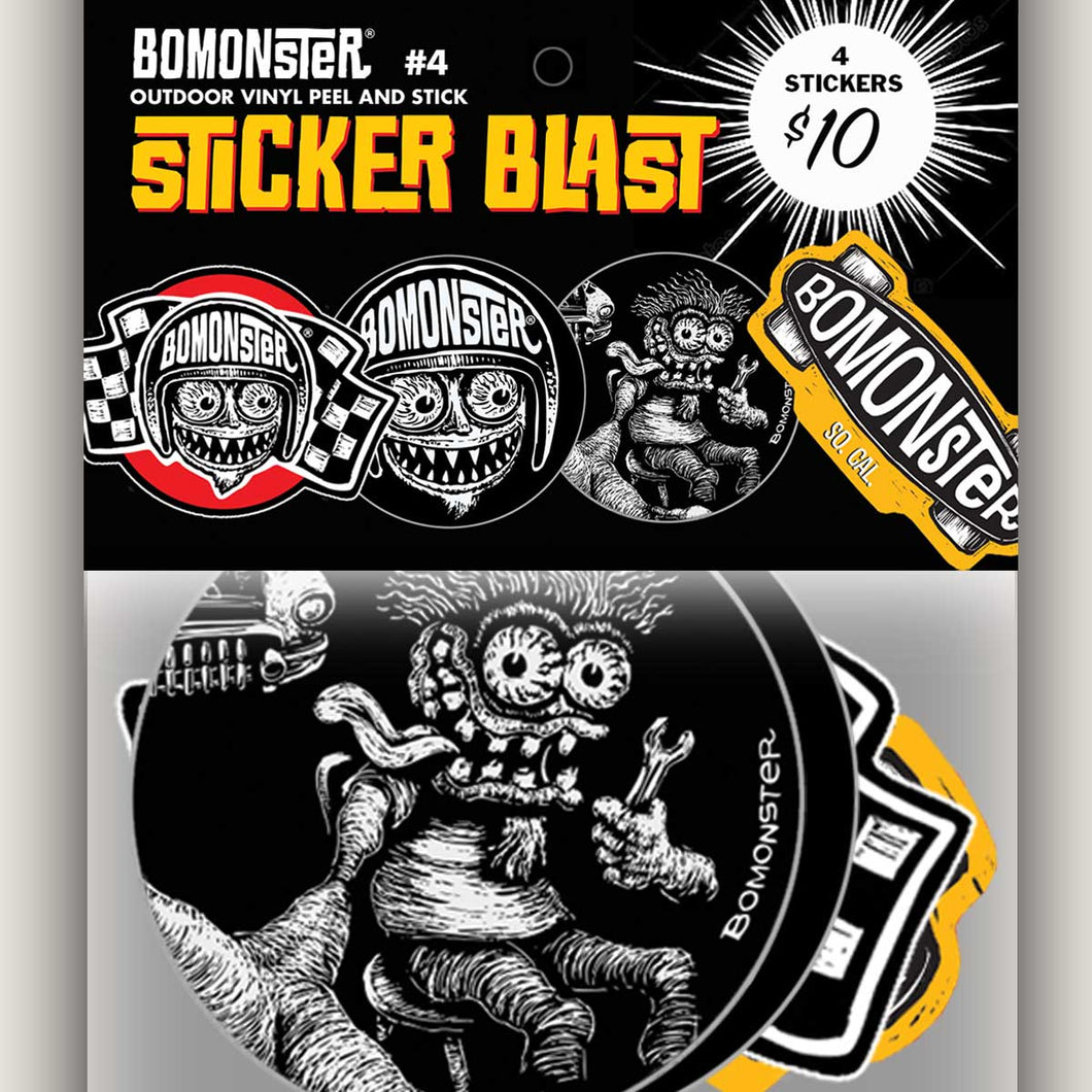 bomonster self reflection drag racing skate stickers