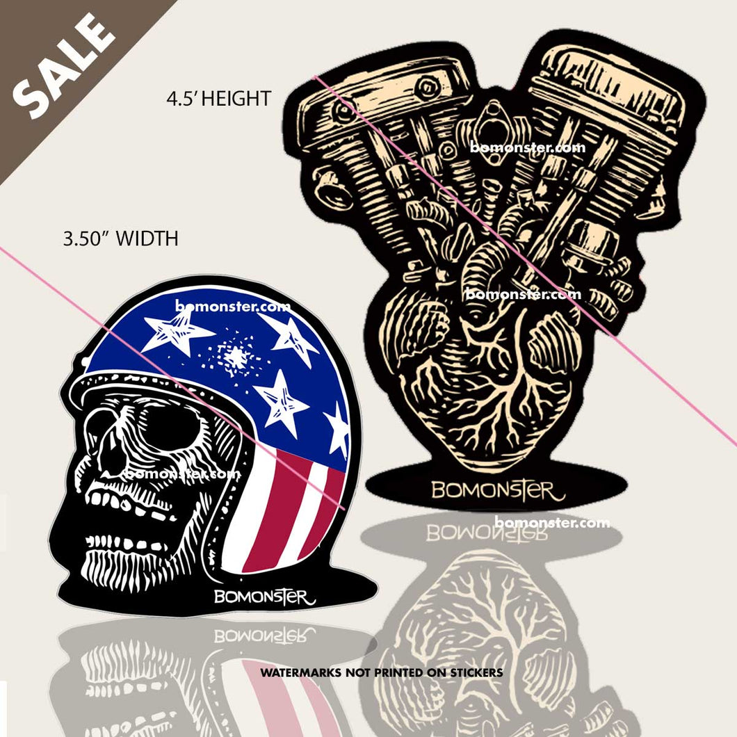 V-twin harley shovelpan and capt america helmet stickers