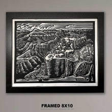 Load image into Gallery viewer, Grand Canyon &amp; Javelina – 8x10 Original Framed BOMONSTER Scratchboard Art