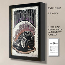 Load image into Gallery viewer, "Rockabilly Hot Rod #1" – Original 8x10 Framed BOMONSTER Scratchboard Hot Rod Artwork (One-of-One)