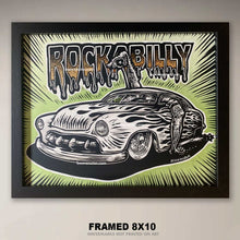 Load image into Gallery viewer, "Rockabilly Merc #1" – Original 8x10 1950s Kustom Kulture Framed Scratchboard Art