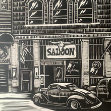 Load image into Gallery viewer, BOMONSTER “Saloon Parking Scout” – 8"x10" Framed Original Scratchboard Art