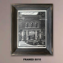 Load image into Gallery viewer, BOMONSTER “Saloon Parking Scout” – 8"x10" Framed Original Scratchboard Art
