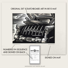 Load image into Gallery viewer, Chevy Nomad Surf Wagon Original Scratchboard Art – Pacific Coast Highway
