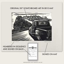Load image into Gallery viewer, Vintage Chevy C10 &amp; Old Train Art – Route 66 - Train Truck