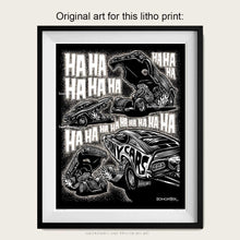 Load image into Gallery viewer, Original T-shirt and Poster Art &quot;Funny Cars&quot;