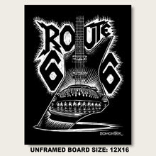 Load image into Gallery viewer, One-of-a-Kind Route 66 Original Art. Unframed 12"x16" Heavy Metal Guitar &amp; Custom Mercury.