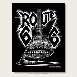 Original T-shirt Art "Route 66 Guitar Metal"