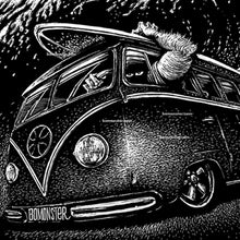 Load image into Gallery viewer, Original 16"x12" Unframed Scratchboard Art, Classic Surf Microbus, One-of-One Collector Piece.