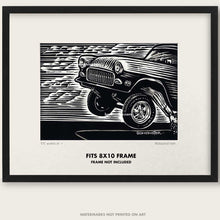 Load image into Gallery viewer, Original Drag Racing Art &quot;55 Wheelie #5&quot; Chevy Gasser