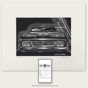 chevy apache trcuk and route 66 arrows original art by bomonster
