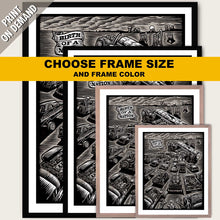 Load image into Gallery viewer, Framed Poster Birth of a Nation Classic Cars. Choose Frame Size and Color.