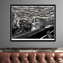 Load image into Gallery viewer, Signed 16x20" Truck &amp; Trains Litho Art Poster "Desert Speed"