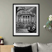 Load image into Gallery viewer, Future Courthouse – Limited Run Signed 11"x17" Scratchboard Lithograph