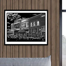 Load image into Gallery viewer, Whiskey Parking – Limited Run Signed Lithograph, 16"x20" Western Scratchboard Art