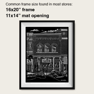 Signed 11x17" This Town Old West Litho Art Print "Saloon Parking"