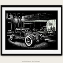 Load image into Gallery viewer, ed hopper diner with hot rod