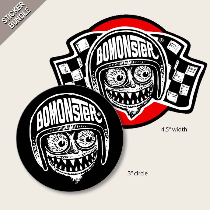 BOMONSTER 2 Sticker Bundle Hot Rod Monster Avatar + Checkers