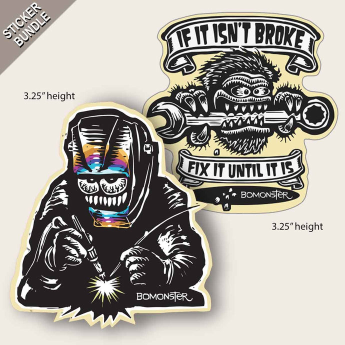 TIG Welding & Garage Monster Two-Sticker Bundle