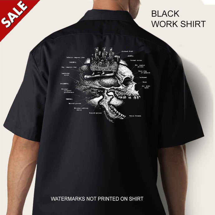 LAST ONE! Clearance Men's Hot Rod Skull Dickies Work Shirt 