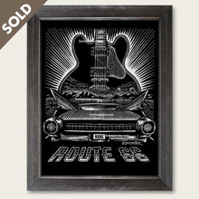 Load image into Gallery viewer, bomonster route 66 art of 59 cadillac and bb king guitar lucille