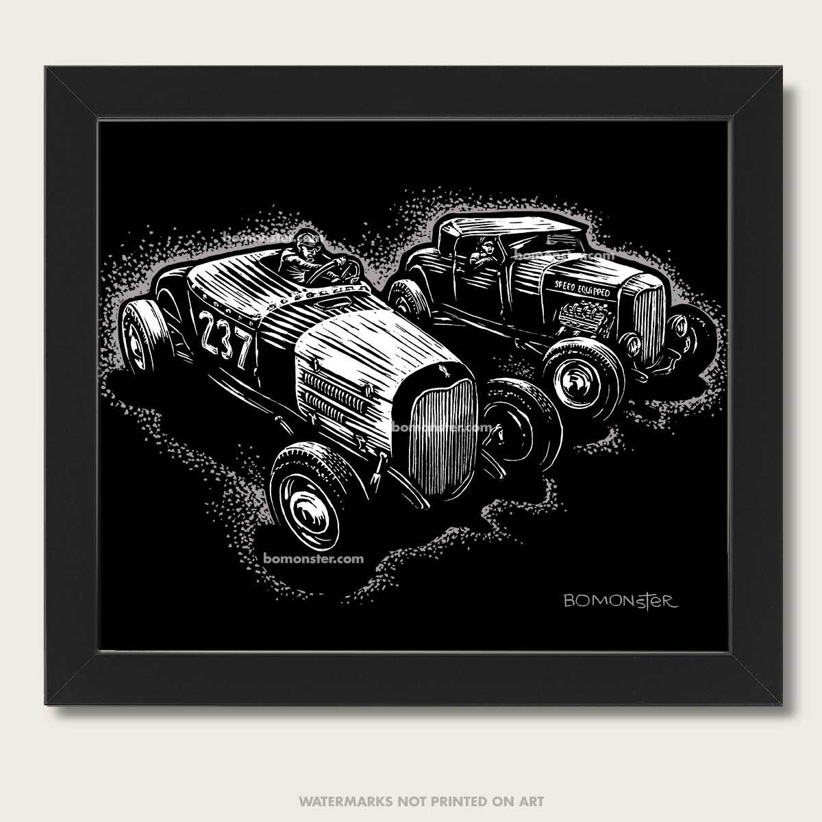 Two Hot Rods Racing Original Hot Rod Art