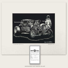 Load image into Gallery viewer, ford 5-window hot rod with space x man art by bomonster