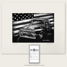 Load image into Gallery viewer, Original art of 1956 Ford F-100 and American flag