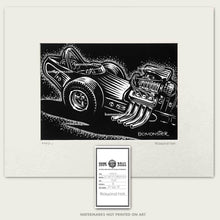 Load image into Gallery viewer, nostalgic front engine dragster art by bomonster