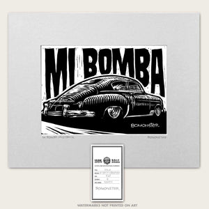49 chevy fastback art by bomonster with words mi bomba