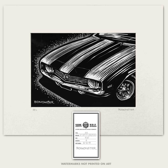 1969 camaro super sport muscle car art by bomonster