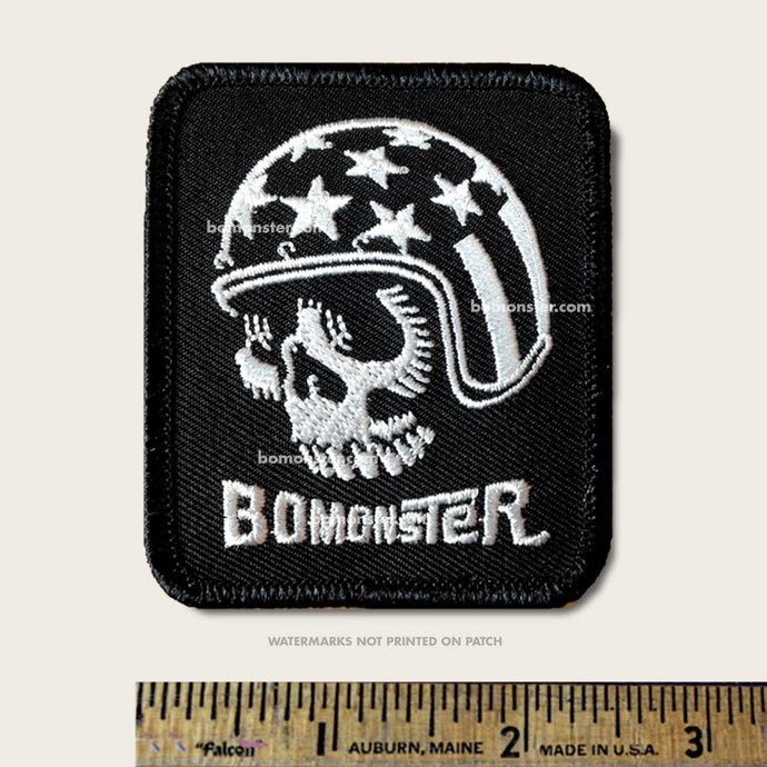 patch of skull rider with american flag helmet