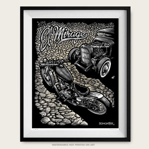 Original Hot Rod Motorcycle Art "El Mirage"
