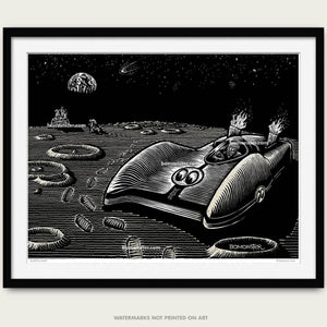 print of mooneyes moonliner art by bomonster