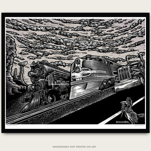 Original Truck & Trains Art "Desert Speed"