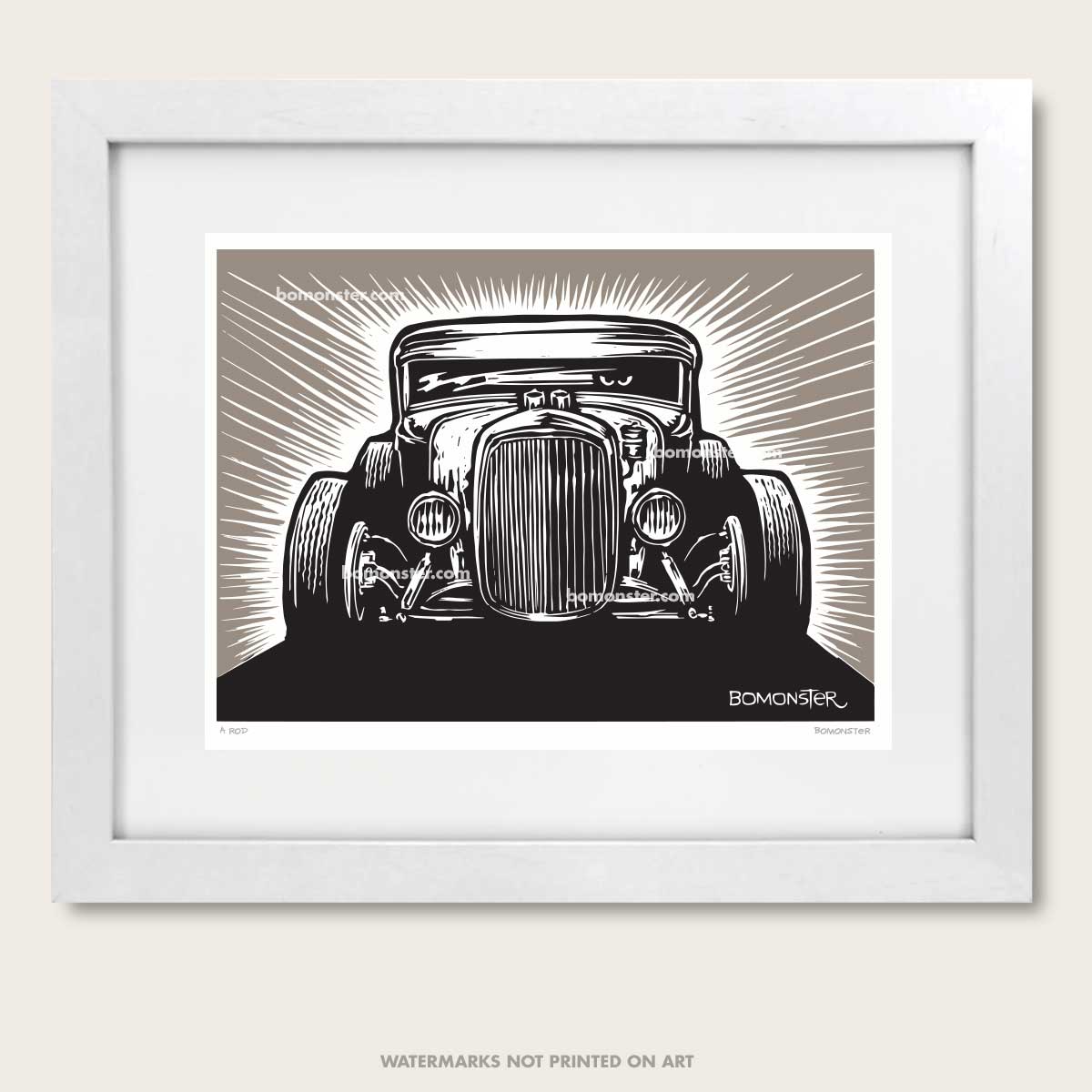 Signed Hot Rod Litho Mini Art Print 