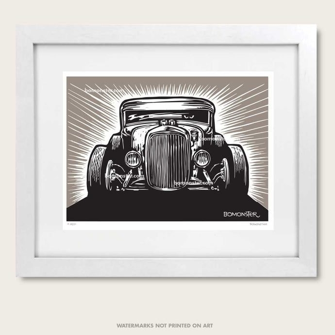hot rod art by bomonster of a model a coupe front view