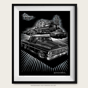 1969 ford f-150 truck and cafe art by bomonster