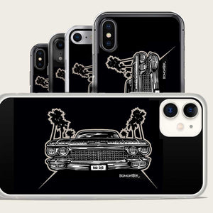 1960 cadillac and palm trees iphone case by bomonster