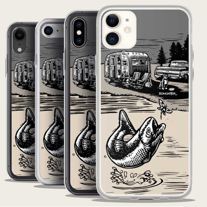vintage trailer and chevy squarebody bass fish iphone case