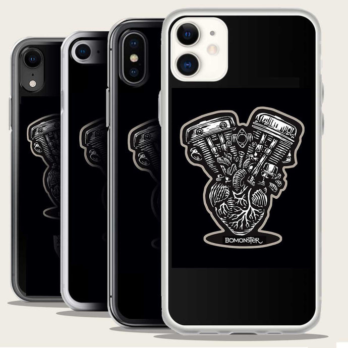 harley shovelhead and panhead on human heart iphone case by bomonster