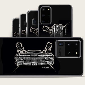 1960 cadillac and palm trees samsung galaxy phone case by bomonster