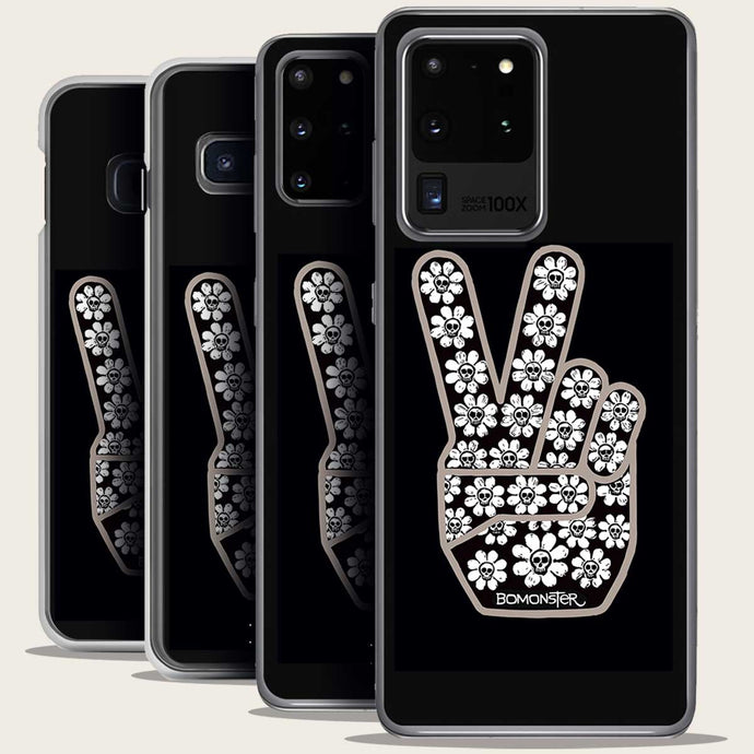 peace sign with skull flowers samsung galaxy case by bomonster
