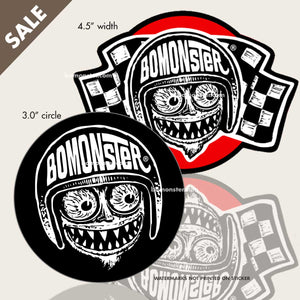 hot rod monster eyeballs checker flag stickers by bomonster