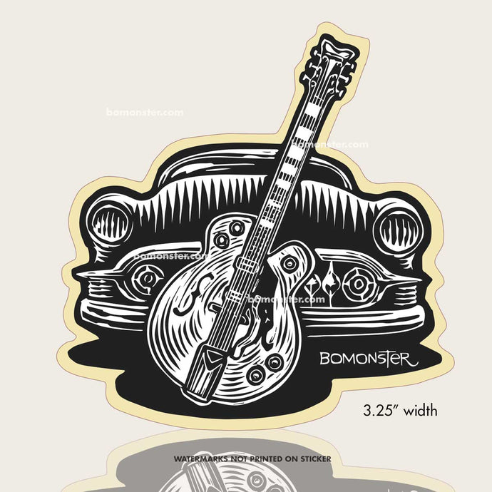 chevy custom with gretsch guitar sticker by bomonster