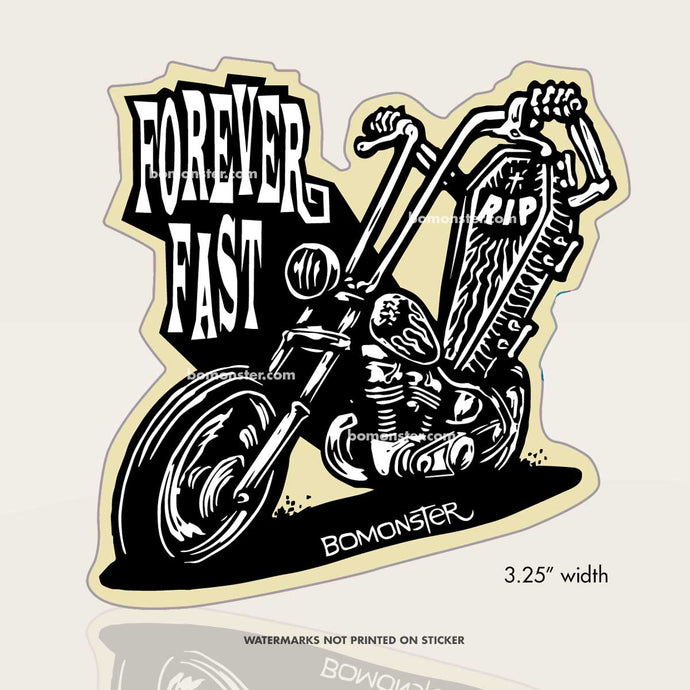 chopper motorcycle sticker of casket rider by bomonster