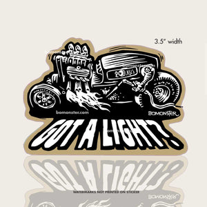 hot rod monster with welding torch sticker by bomonster